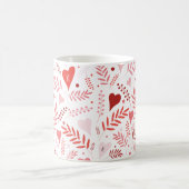 バレンタインハートピンクレッドスタイリッシュパターンモノグラム コーヒーマグカップ (中央)
