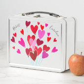 バレンタインハートピンクレッドタイポグラフィパーソナライズされたー メタルランチボックス (インサイチュ)