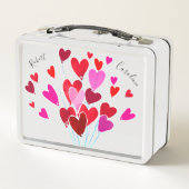 バレンタインハートピンクレッドタイポグラフィパーソナライズされたー メタルランチボックス (裏面)