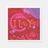 バレンタインハートピンクレッド私はあなたを愛するタイポグラフィ スタンダードカクテルナプキン (正面)
