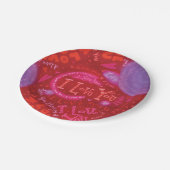 バレンタインハートピンクレッド私はあなたを愛するタイポグラフィ ペーパープレート (アングル)