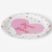 バレンタインハートピンクレッド&金ゴールドパーティー ペーパープレート (アングル)