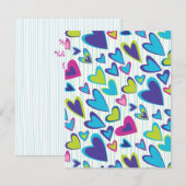 バレンタインハートフラットカードテンプレート ノートカード (正面/裏面)