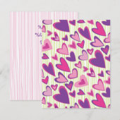 バレンタインハートフラットカードテンプレート ノートカード (正面/裏面)