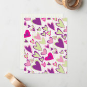 バレンタインハートフラットカードテンプレート ノートカード (正面/裏面インサイチュ)