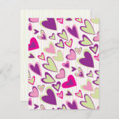 バレンタインハートフラットカードテンプレート ノートカード (正面/裏面)