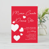 バレンタインハートフローティング赤結婚白ラブズ 招待状 (スタンド正面)