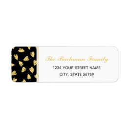 バレンタインハートブラック&金ゴールド差出人住所ラベル ラベル