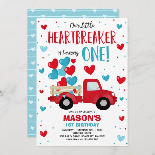 バレンタインハートブレーカー1stバースデーレッドブルートラック 招待状 (正面/裏面)