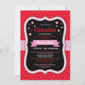 バレンタインハートベビーシャワーガールラブレッドピンク 招待状 (正面)