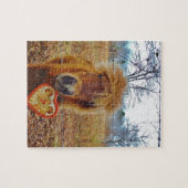 バレンタインハートミニチュアブラウンホース ジグソーパズル (横)