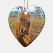 バレンタインハートミニチュアブラウンホース セラミックオーナメント (左)