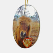 バレンタインハートミニチュアブラウンホース セラミックオーナメント (左)