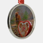 バレンタインハートミニチュアブラウンホース メタルオーナメント (右)