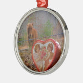 バレンタインハートミニチュアブラウンホース メタルオーナメント (左)