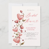 バレンタインハートラブガーデンピンクブライダルシャワー 招待状 (正面)
