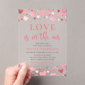 バレンタインハートラブザエアブライダルシャワー アクリル招待状 (インサイチュ (ポータブル))