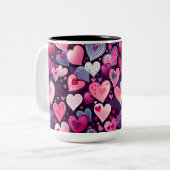 バレンタインハートラブシームレスパターン ツートーンマグカップ (正面左)