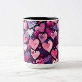 バレンタインハートラブシームレスパターン ツートーンマグカップ (中央)