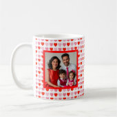 バレンタインハートラブパターカスタムン写真と文字 コーヒーマグカップ (左)