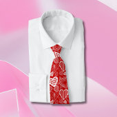 バレンタインハートラブレッドホワイト ネクタイ