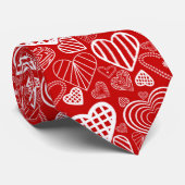 バレンタインハートラブレッドホワイト ネクタイ (ロール)