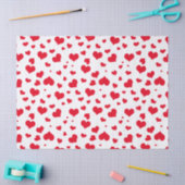 バレンタインハートランダムパターン赤/白 薄葉紙 (クラフト)