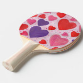バレンタインハートレッドピンクパープル両面プリント 卓球ラケット (正面アングル)