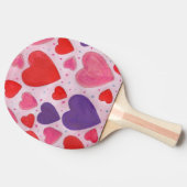 バレンタインハートレッドピンクパープル両面プリント 卓球ラケット (横)