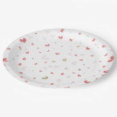 バレンタインハートレッドピンク&金ゴールドパーティー ペーパープレート (アングル)