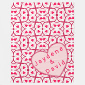 バレンタインハートレッド&ピンクメッセージ フリースブランケット (正面)