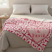 バレンタインハートレッド&ピンクメッセージ フリースブランケット