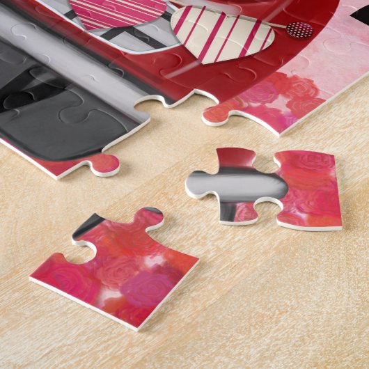 バレンタインハート付きイギリスのブルドッグ ジグソーパズル (側面)