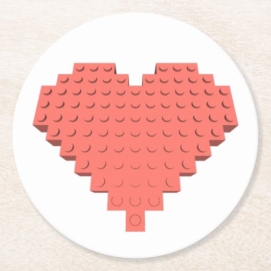 バレンタインハート図形 ラウンドペーパーコースター (正面)