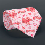 バレンタインハート愛する私のパターン ネクタイ<br><div class="desc">"私はあなたを愛している！"と"Be Mine"レトロ70年代スタイルタイポグラフィと水彩ハートパターン。あなた素晴らしがバレンタインデーと毎日に愛する人に贈るために。</div>