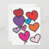 バレンタインハート描カラフルの愛 シーズンポストカード (正面/裏面)