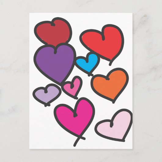 バレンタインハート描カラフルの愛 シーズンポストカード (正面)