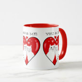 バレンタインハート白猫YOU&ME マグカップ (正面右)