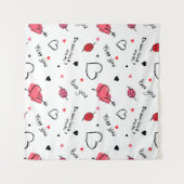 バレンタインハート矢印シームレス タペストリー (正面(横))