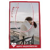 バレンタインハート私はあなたを愛するタイポグラフィ赤M ミディアムペーパーバッグ (正面)