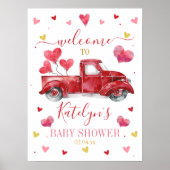 バレンタインハート誕生日ベビーシャワーウェルカムサイン ポスター (正面)