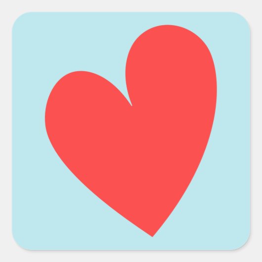 バレンタインハート赤と青 スクエアシール (正面)