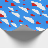 バレンタインハート雲スカイラブロマンチック ラッピングペーパー (角)