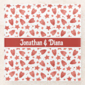 バレンタインハート&スターズパターンガラスコースター ガラスコースター (正面)