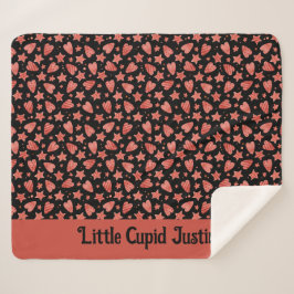 バレンタインハート&スターズパターンシェルパブランケット シェルパブランケット