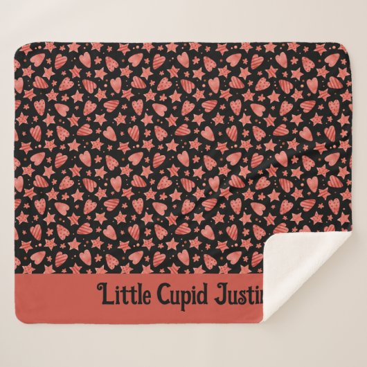 バレンタインハート&スターズパターンシェルパブランケット シェルパブランケット (正面(横))