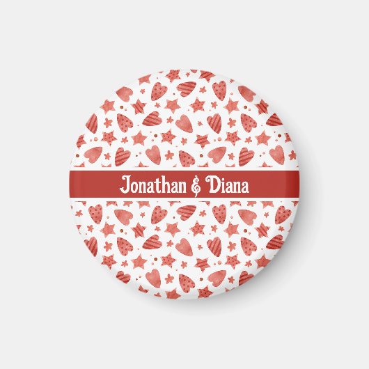 バレンタインハート&スターズパターンマグネット マグネット (正面)