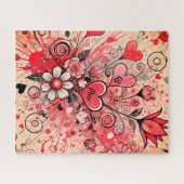 バレンタインハート/デイジー/（ばちゃばちゃ）跳ねるアート/サングリア ジグソーパズル (横)