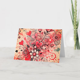 バレンタインハート/デイジー/（ばちゃばちゃ）跳ねるアート/サングリア ノートカード