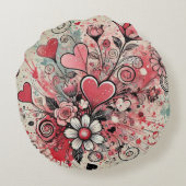 バレンタインハート/デイジー/（ばちゃばちゃ）跳ねるアート ラウンドクッション (裏面)